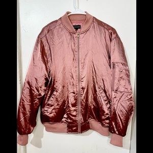 Satin Bomber Zippered Jacket - Pink
